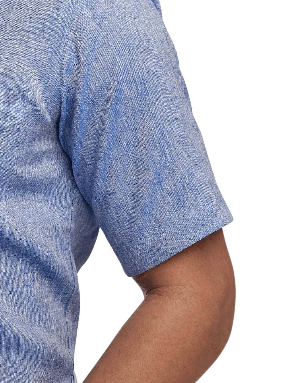 Non-Iron Linen Solid Dress Shirt With Contrast Trim - Dark Blue - Image 4