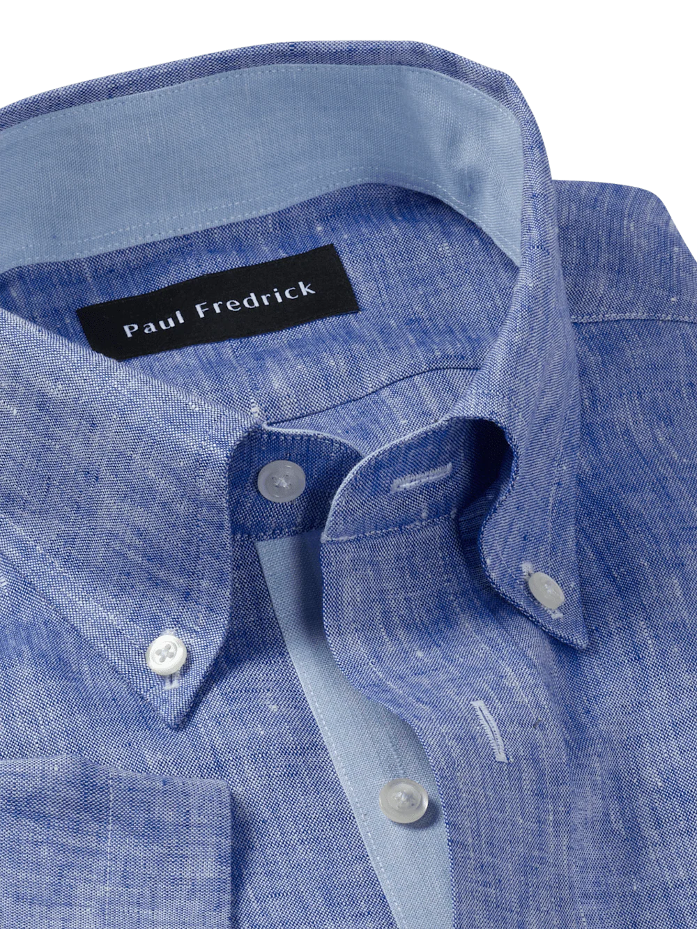 Non-Iron Linen Solid Dress Shirt With Contrast Trim - Dark Blue - Image 7