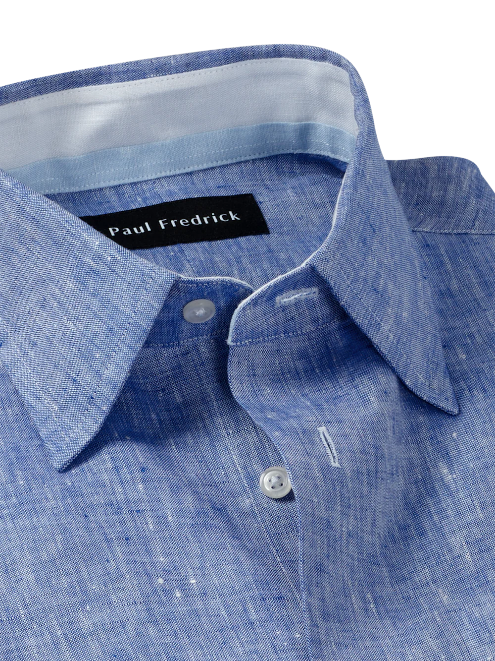 Non-Iron Linen Solid Dress Shirt With Contrast Trim - Dark Blue - Image 7