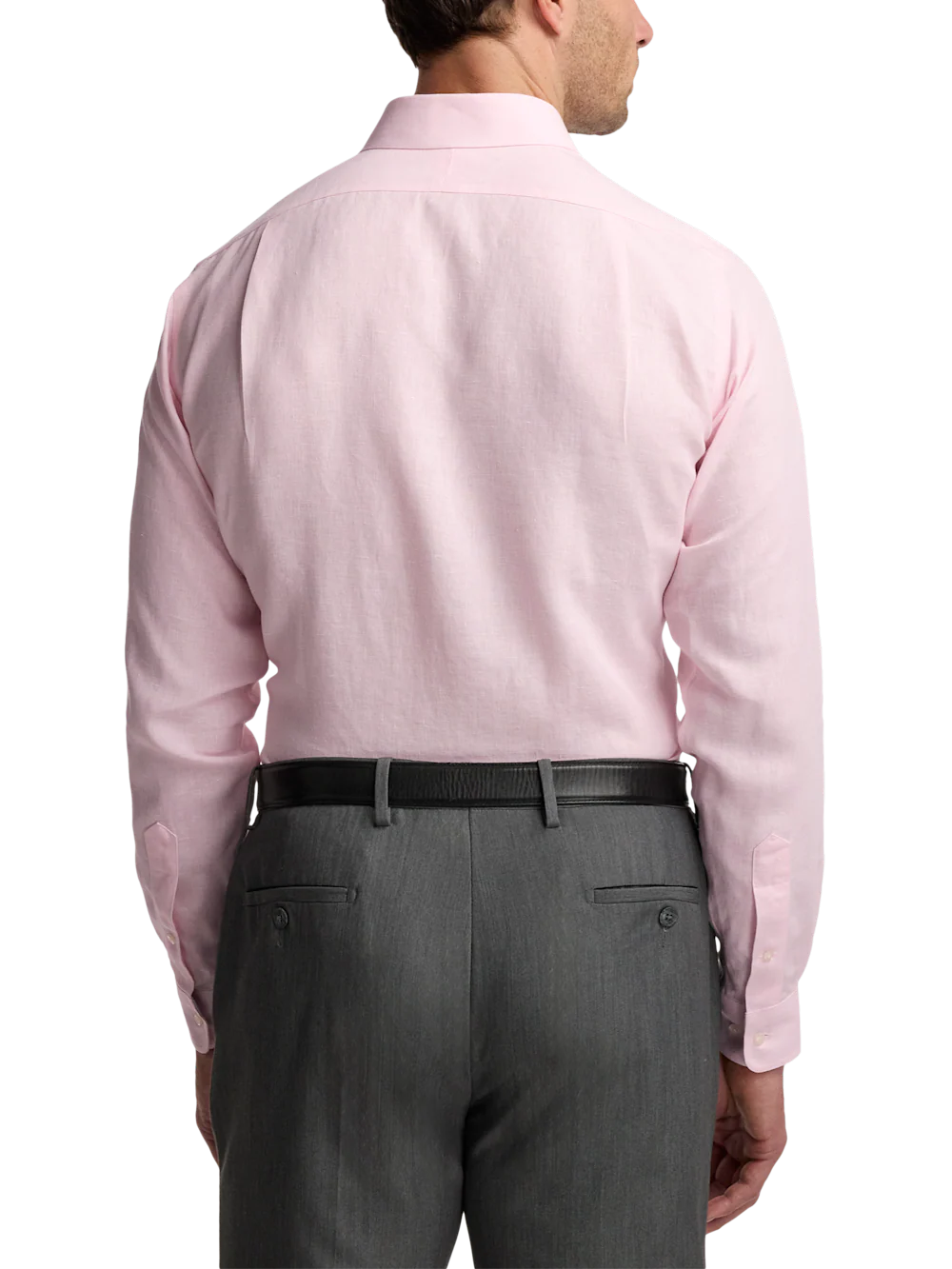 Non-Iron Linen Solid Dress Shirt With Contrast Trim - Pink - Image 5