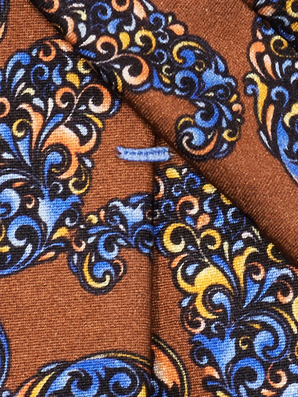 Paisley Italian Printed Silk Tie - Brown Multi - Image 3