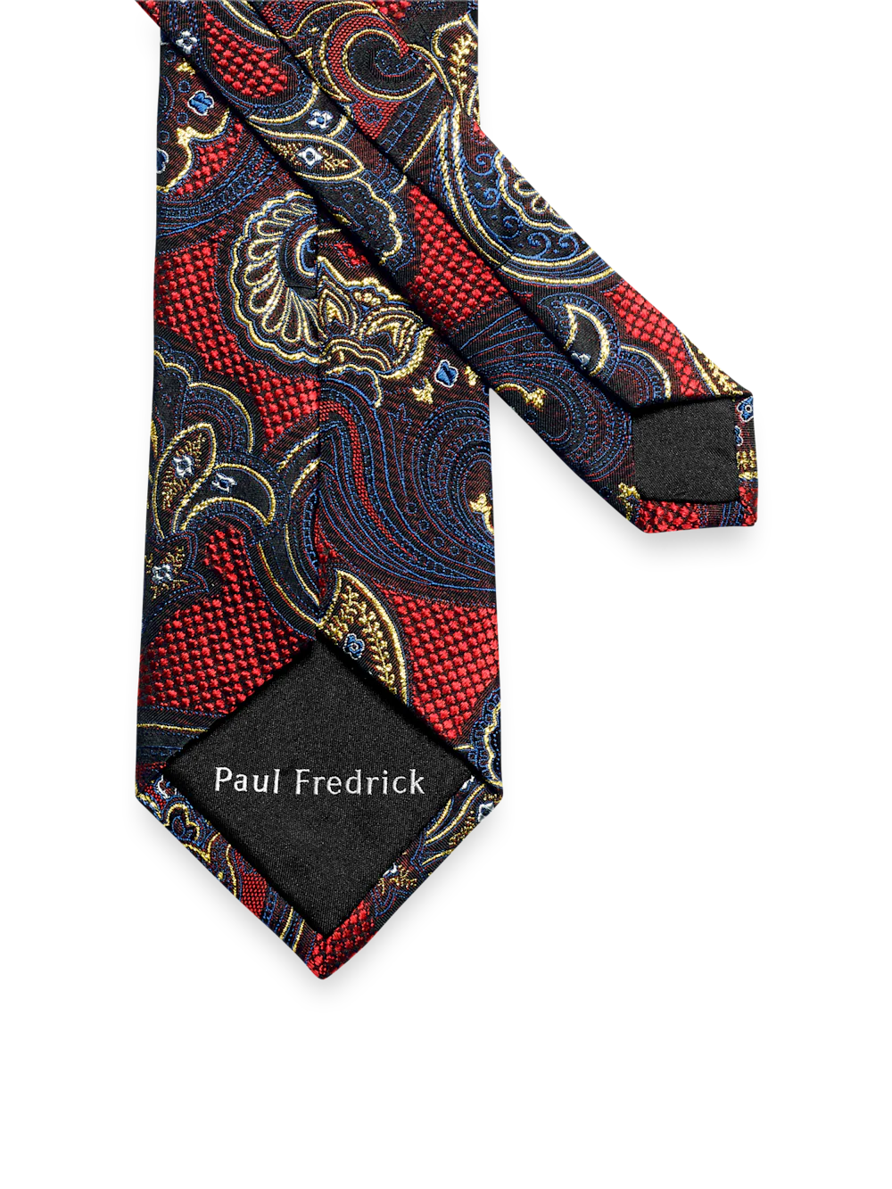 Paisley Lurex Woven Silk Tie - Red - Image 3