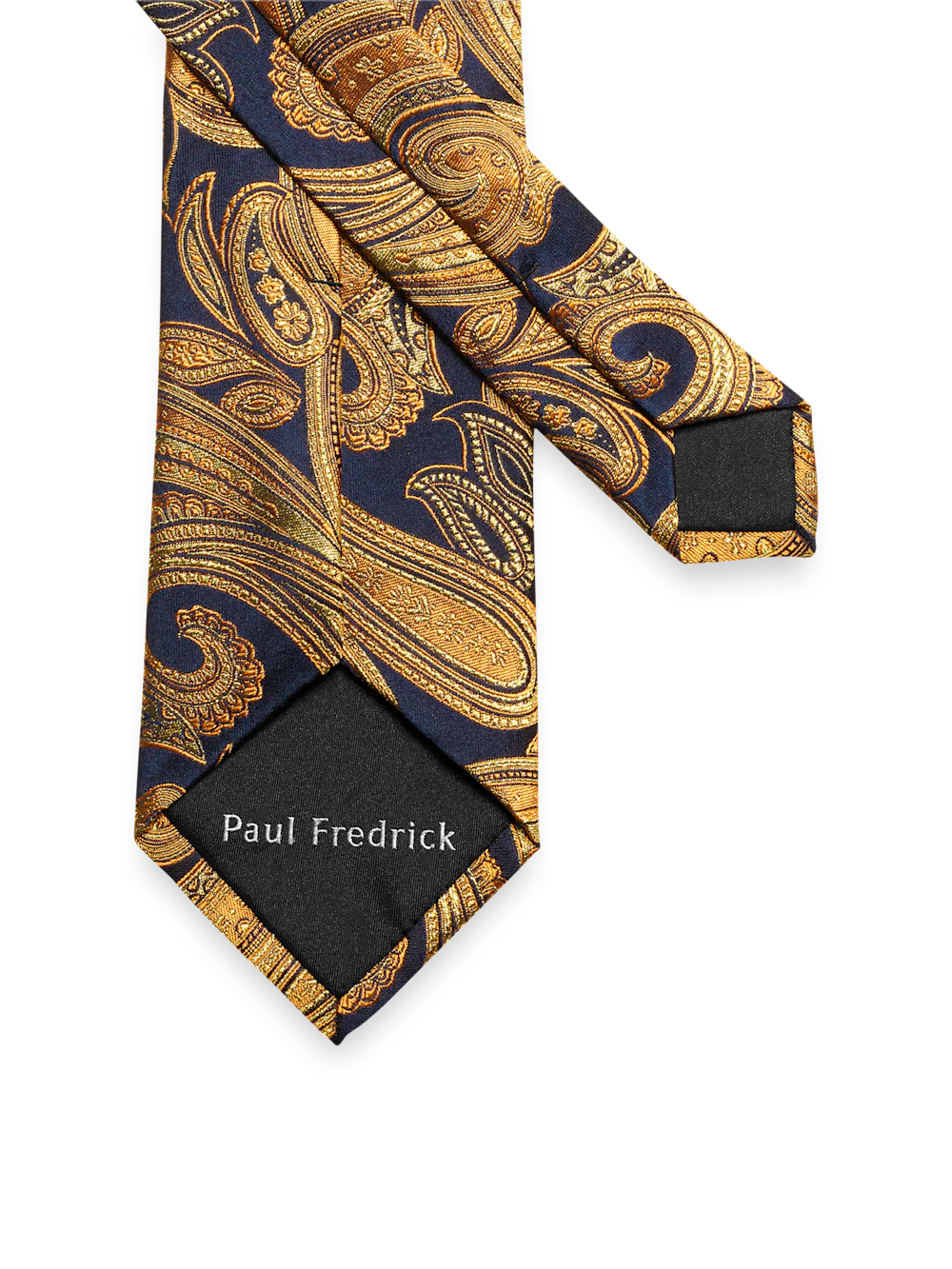 Paisley Lurex Woven Silk Tie - Navy/gold - Image 3