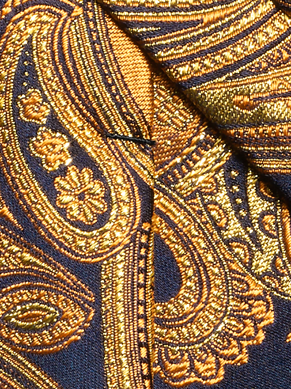 Paisley Lurex Woven Silk Tie - Navy/gold - Image 4