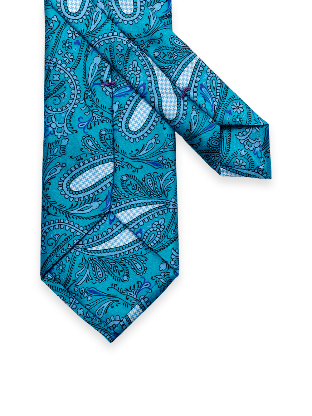 Paisley Printed Italian Silk Tie - Teal - Image 3