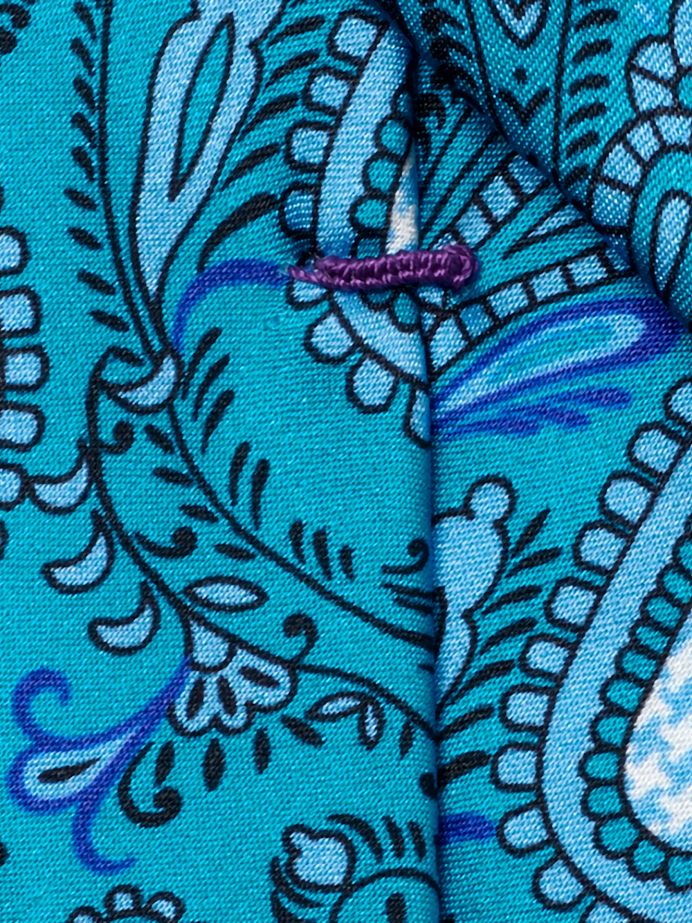 Paisley Printed Italian Silk Tie - Teal - Image 4
