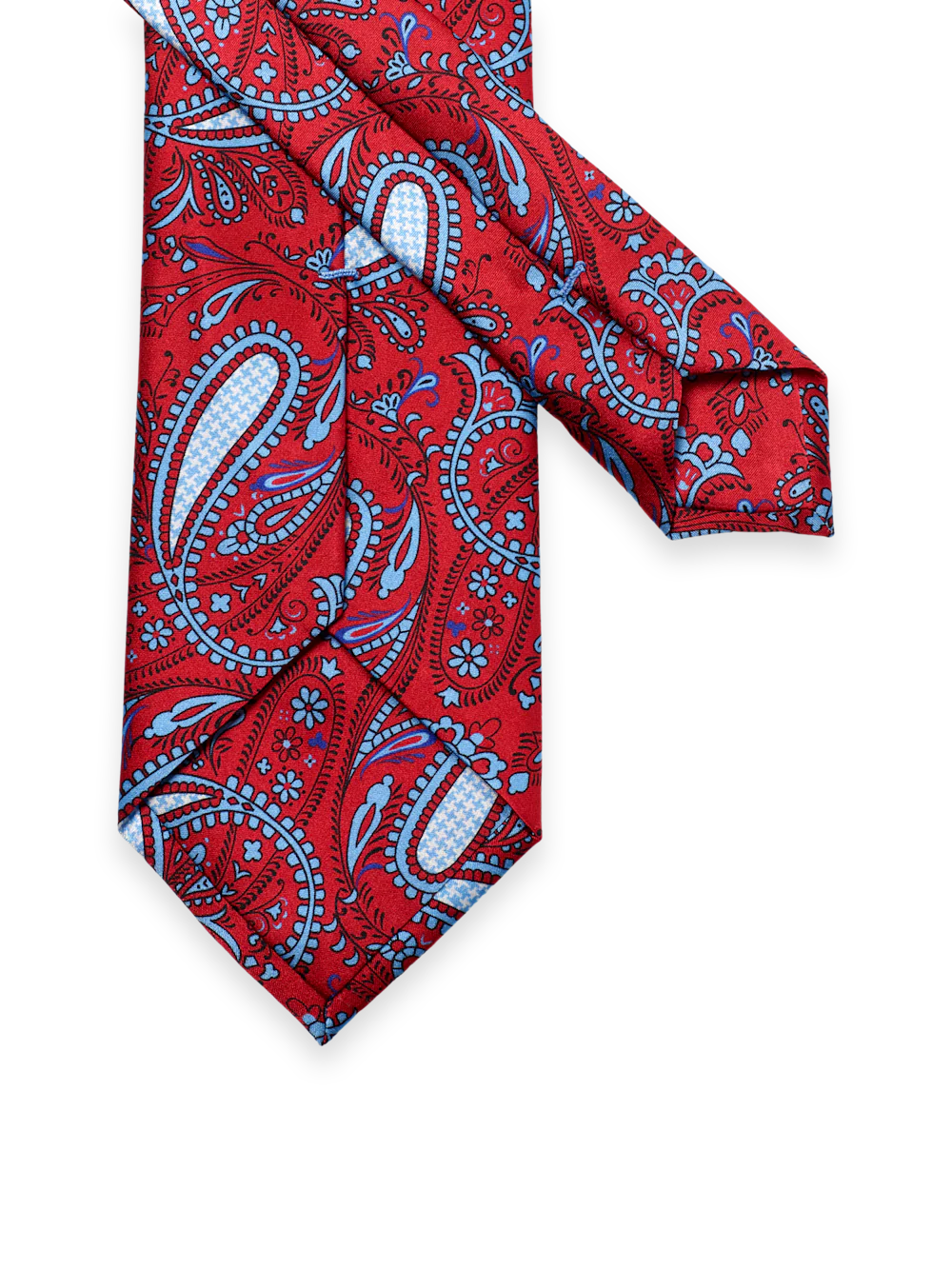 Paisley Printed Italian Silk Tie - Red - Image 3