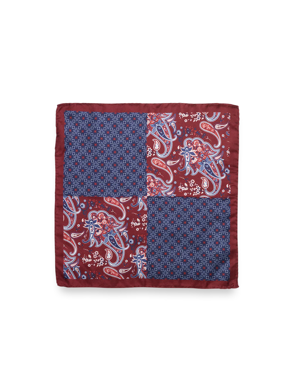 Paisley Silk Pocket Square - Red/blue - Image 2