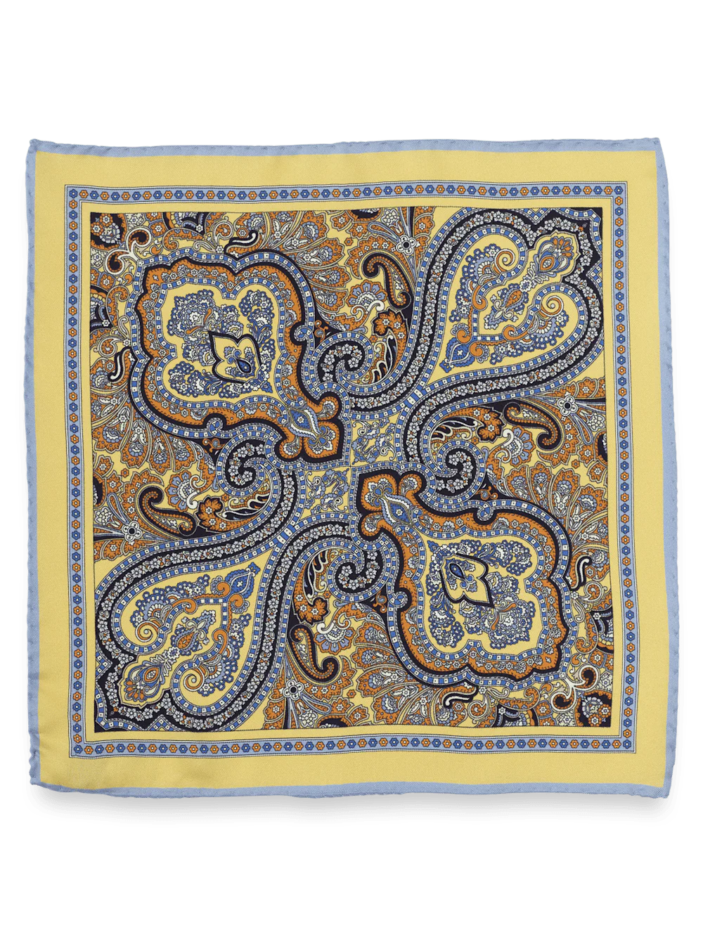 Paisley Silk Pocket Square - Yellow/blue - Image 2