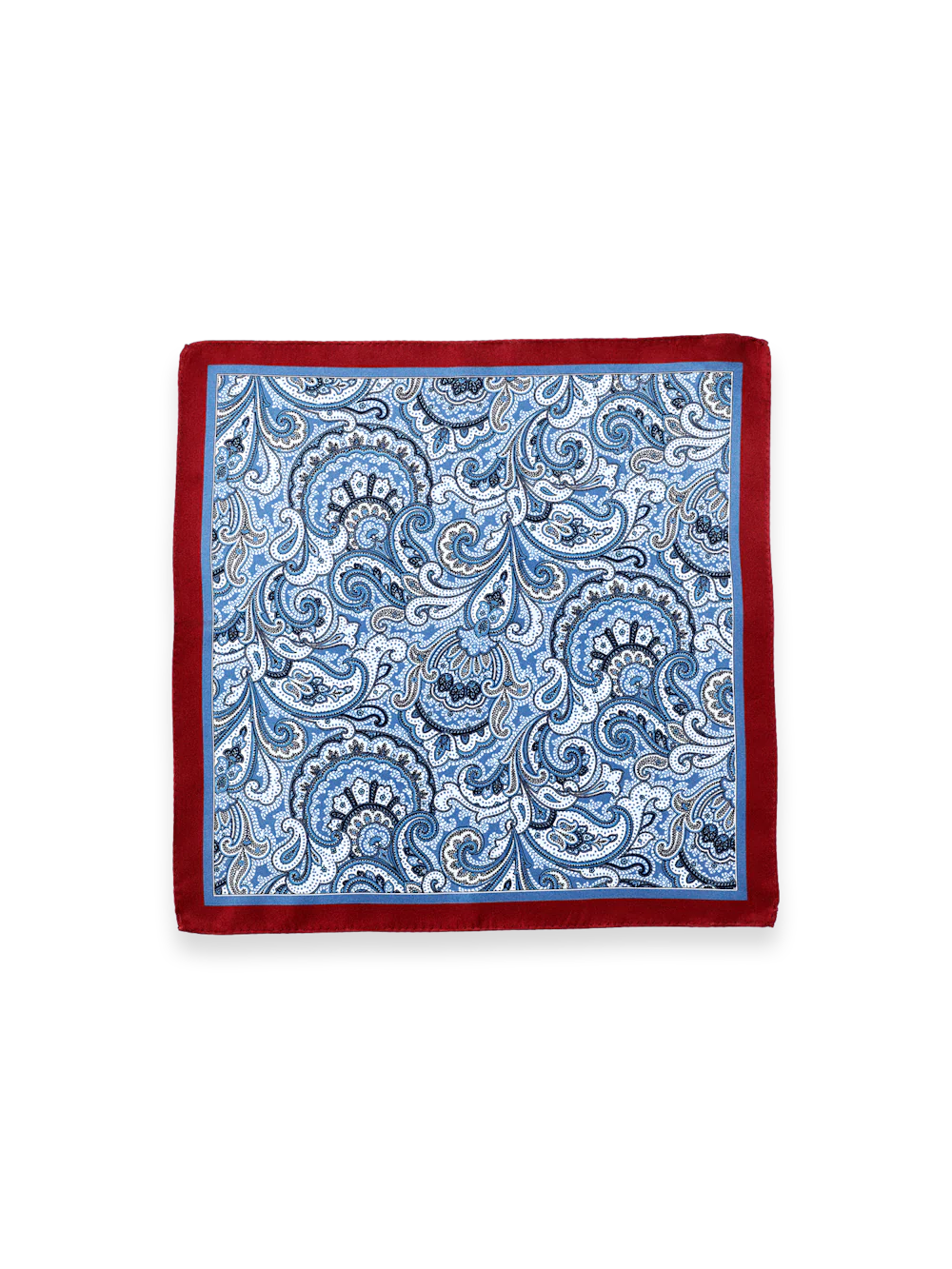 Paisley Silk Pocket Square - Blue/red - Image 2