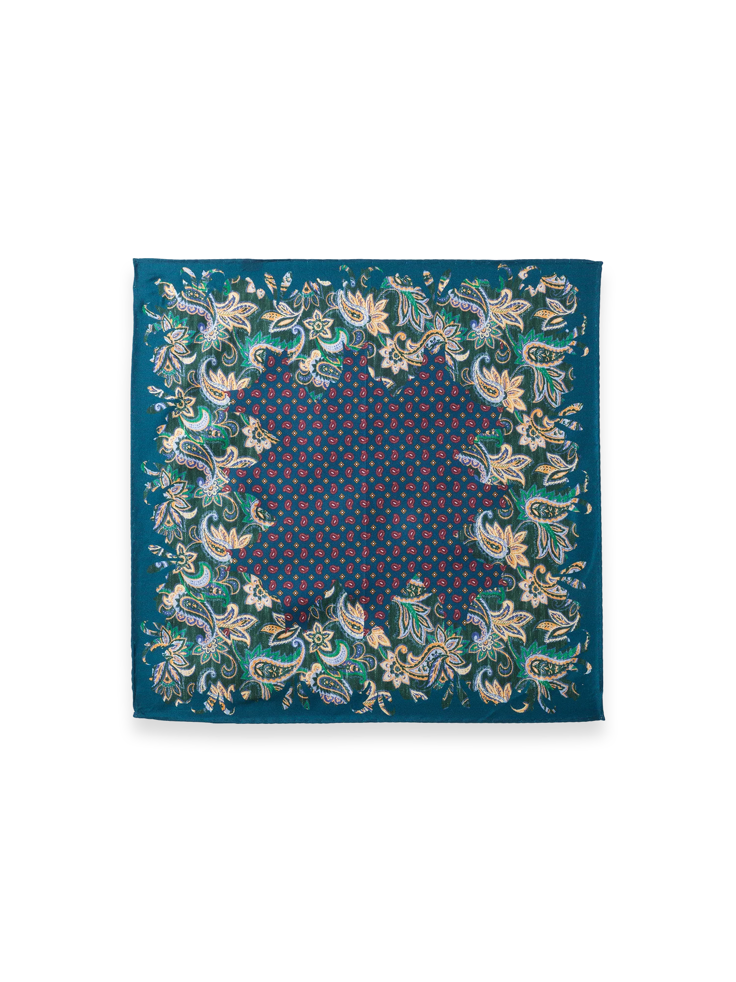 Paisley Silk Pocket Square - Teal - Image 2