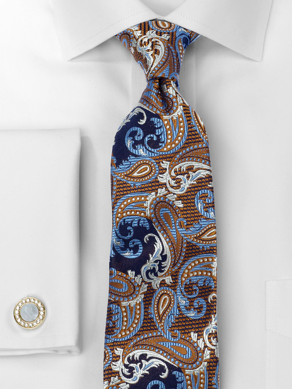 Paisley Woven Silk Tie - Blue/brown - Image 2
