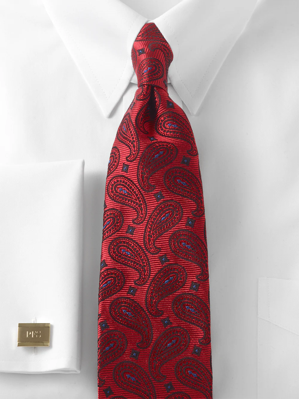 Paisley Woven Silk Tie - Red - Image 2