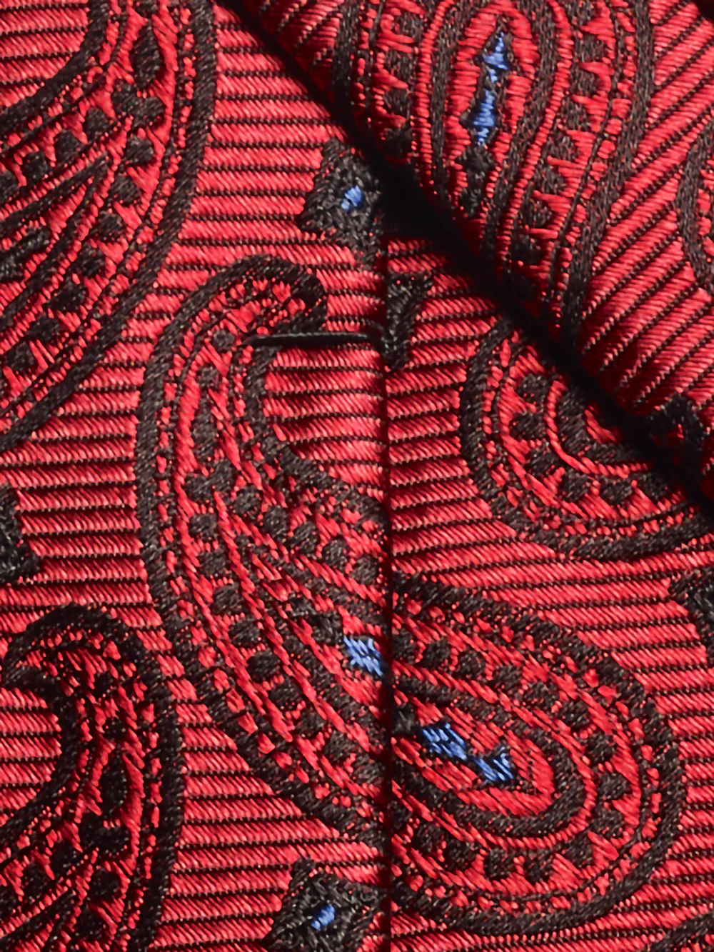 Paisley Woven Silk Tie - Red - Image 4