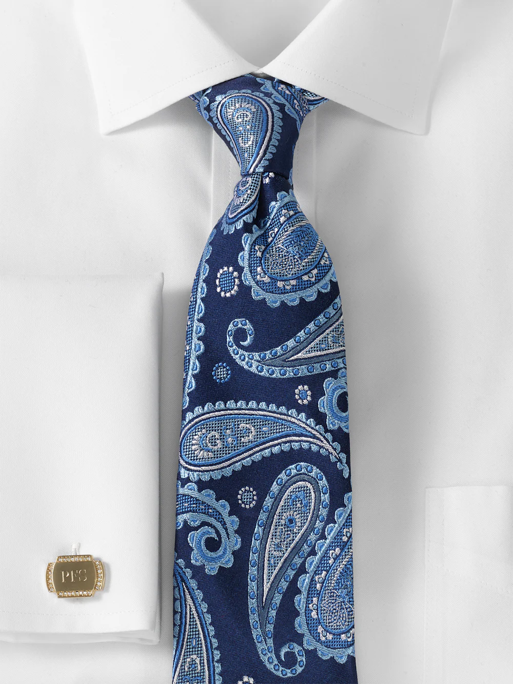 Paisley Woven Silk Tie - Navy/blue - Image 2