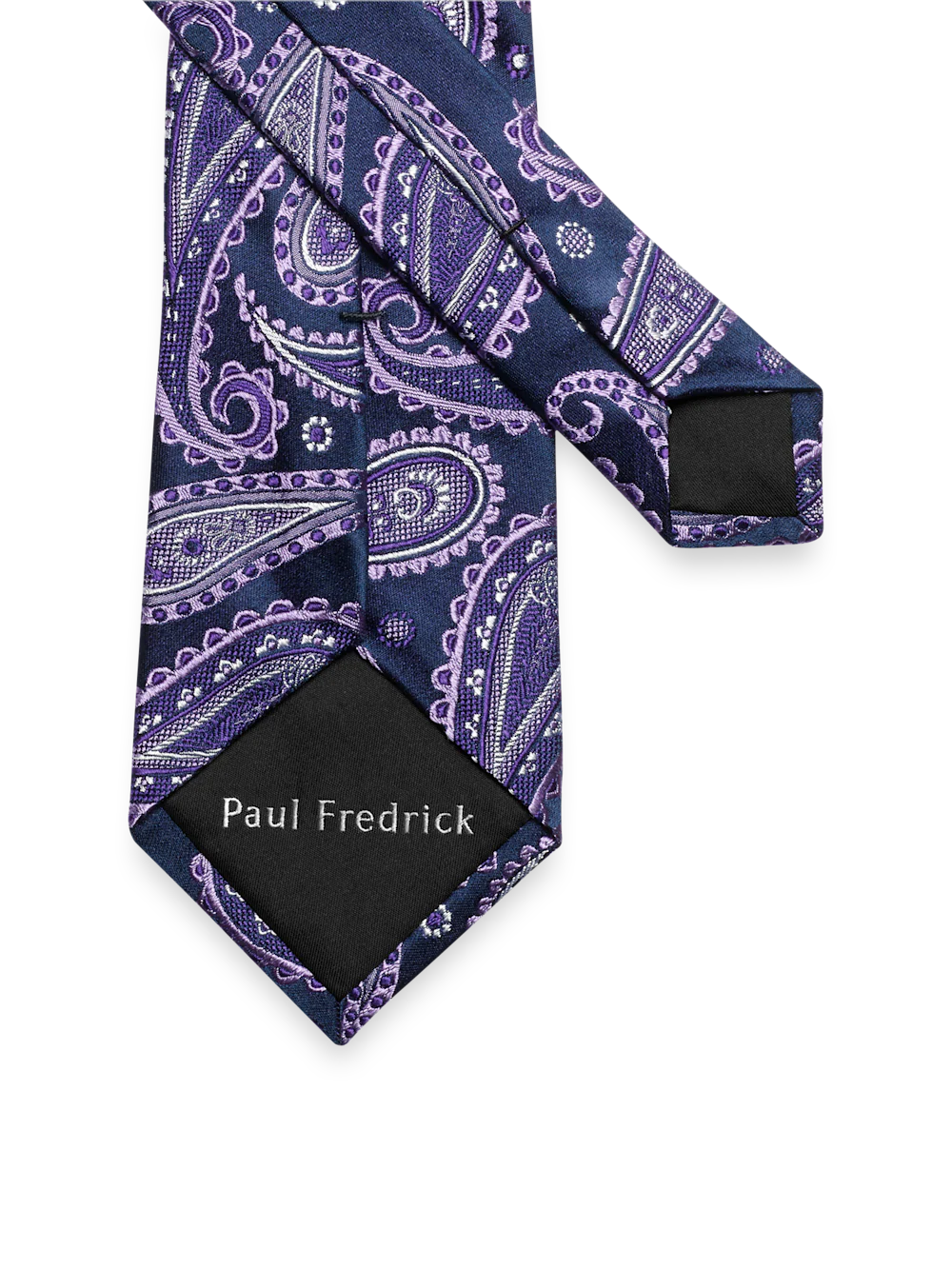 Paisley Woven Silk Tie - Navy/purple - Image 3