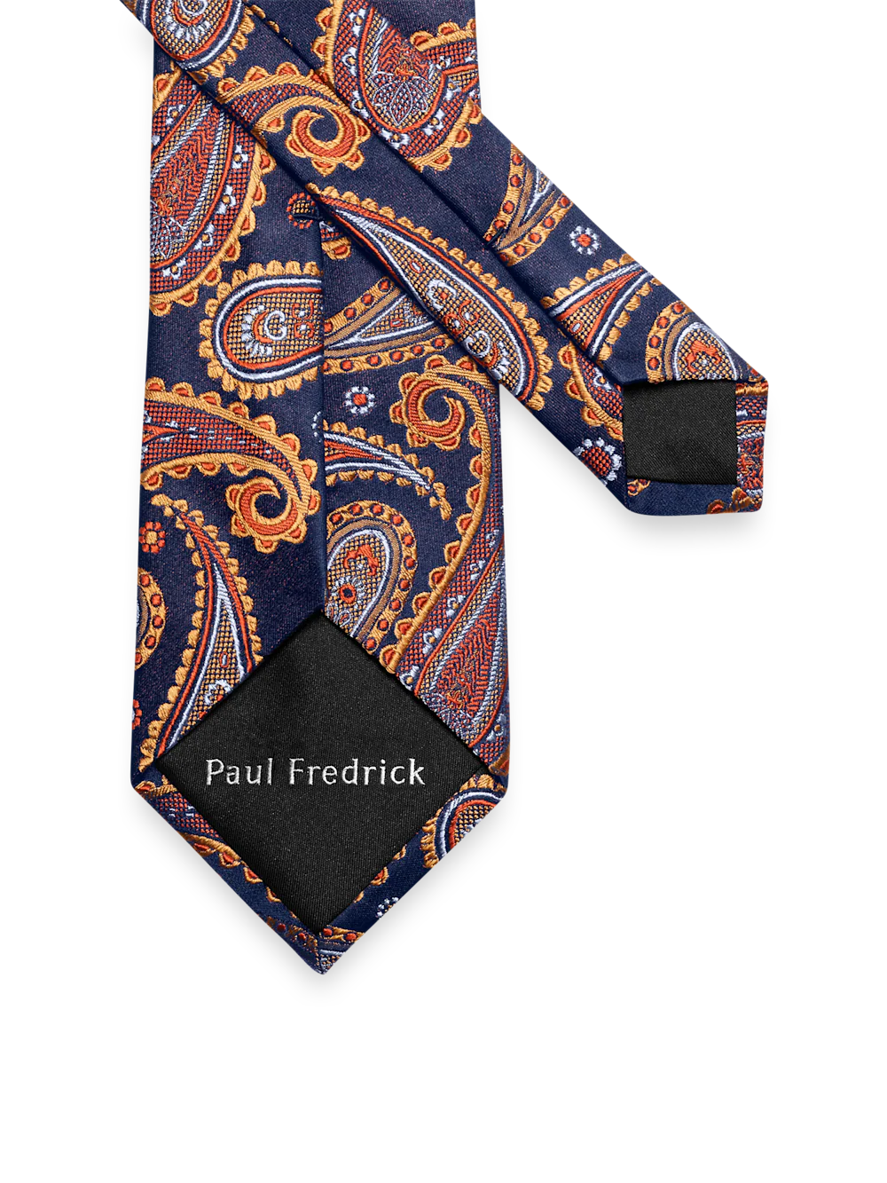 Paisley Woven Silk Tie - Navy/orange - Image 3