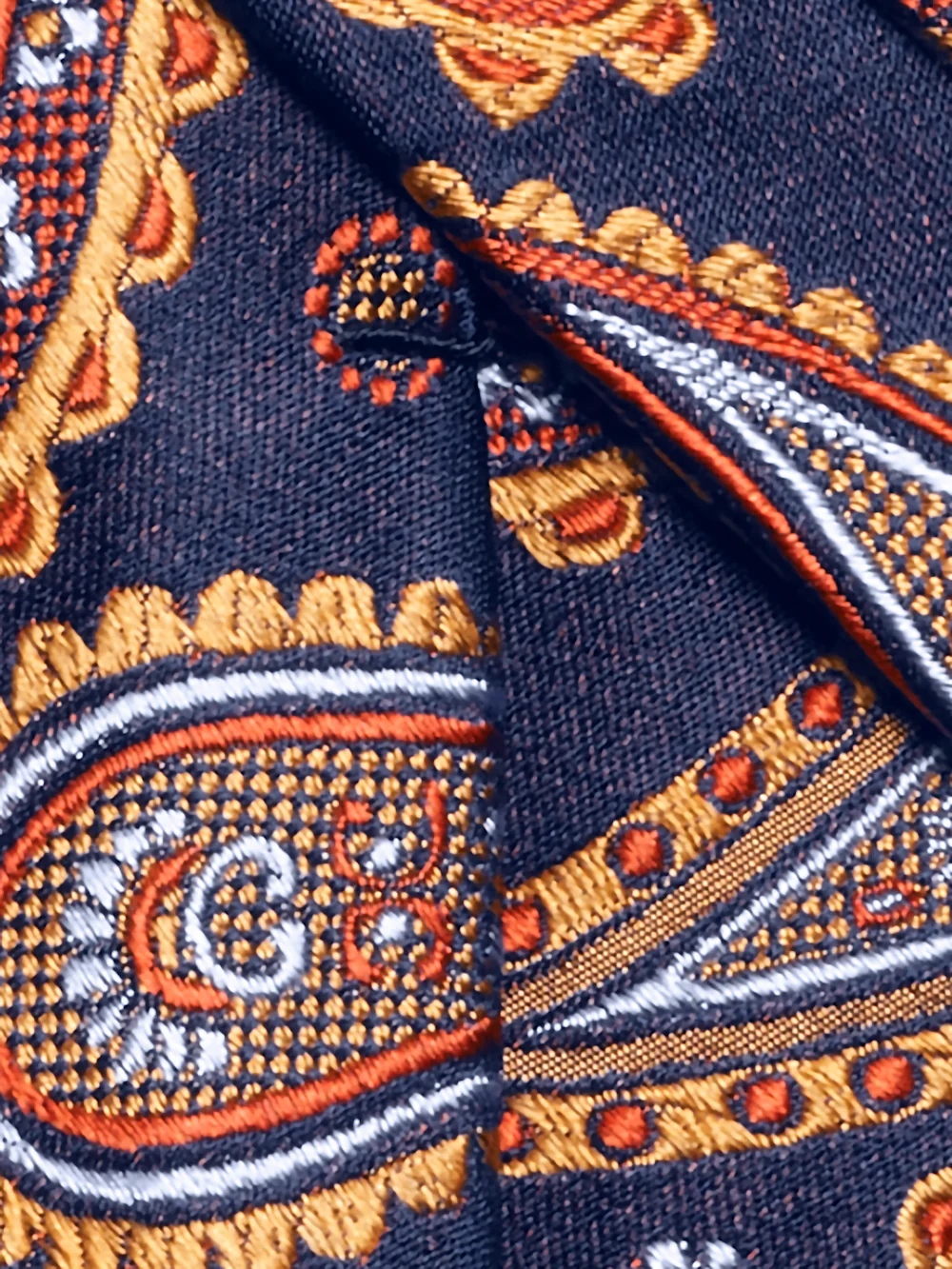 Paisley Woven Silk Tie - Navy/orange - Image 4