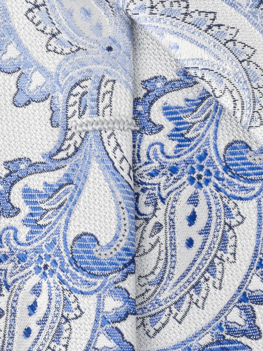 Paisley Woven Silk Tie - White/blue - Image 4