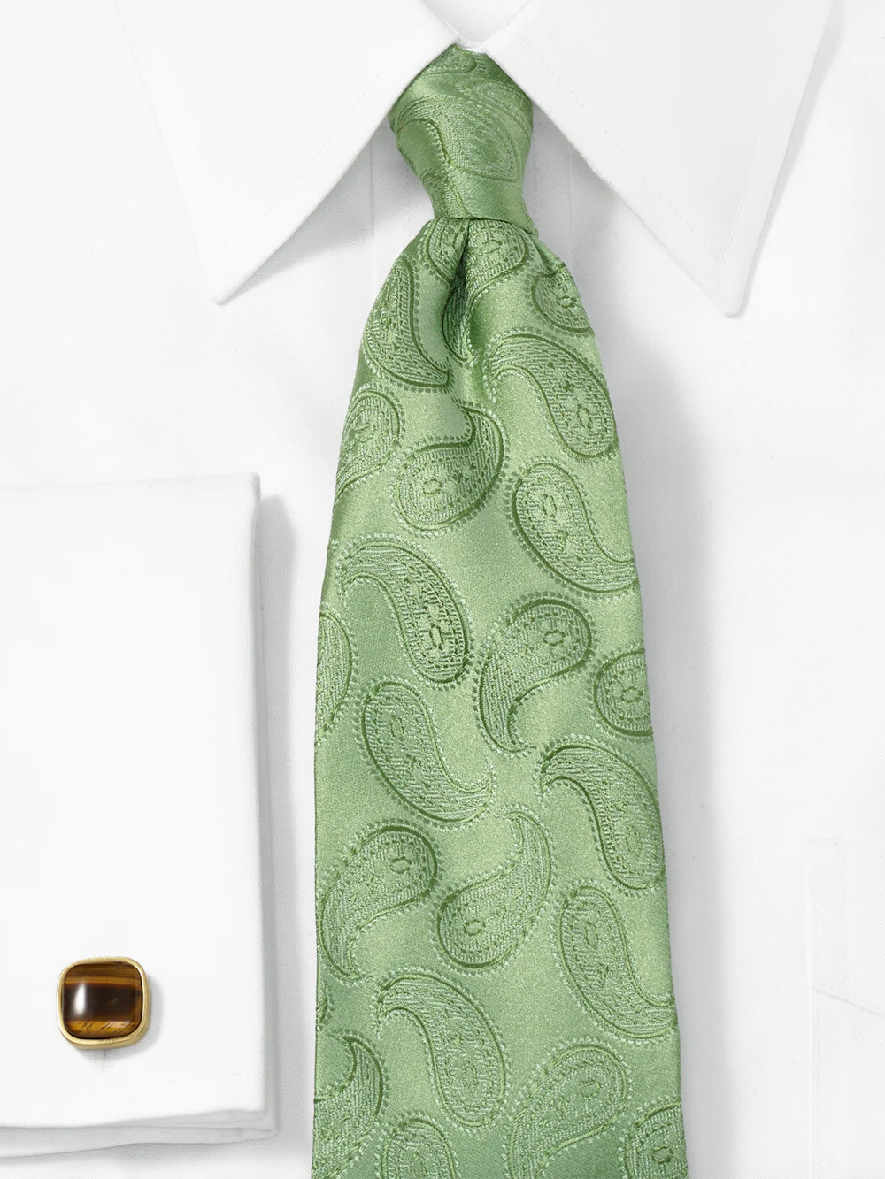 Paisley Woven Silk Tie - Green - Image 2