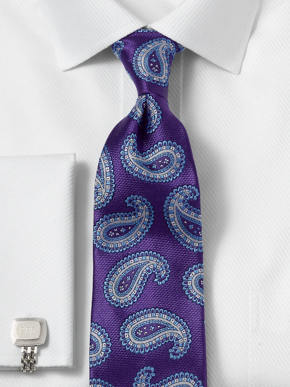 Paisley Woven Silk Tie - Purple/blue - Image 2
