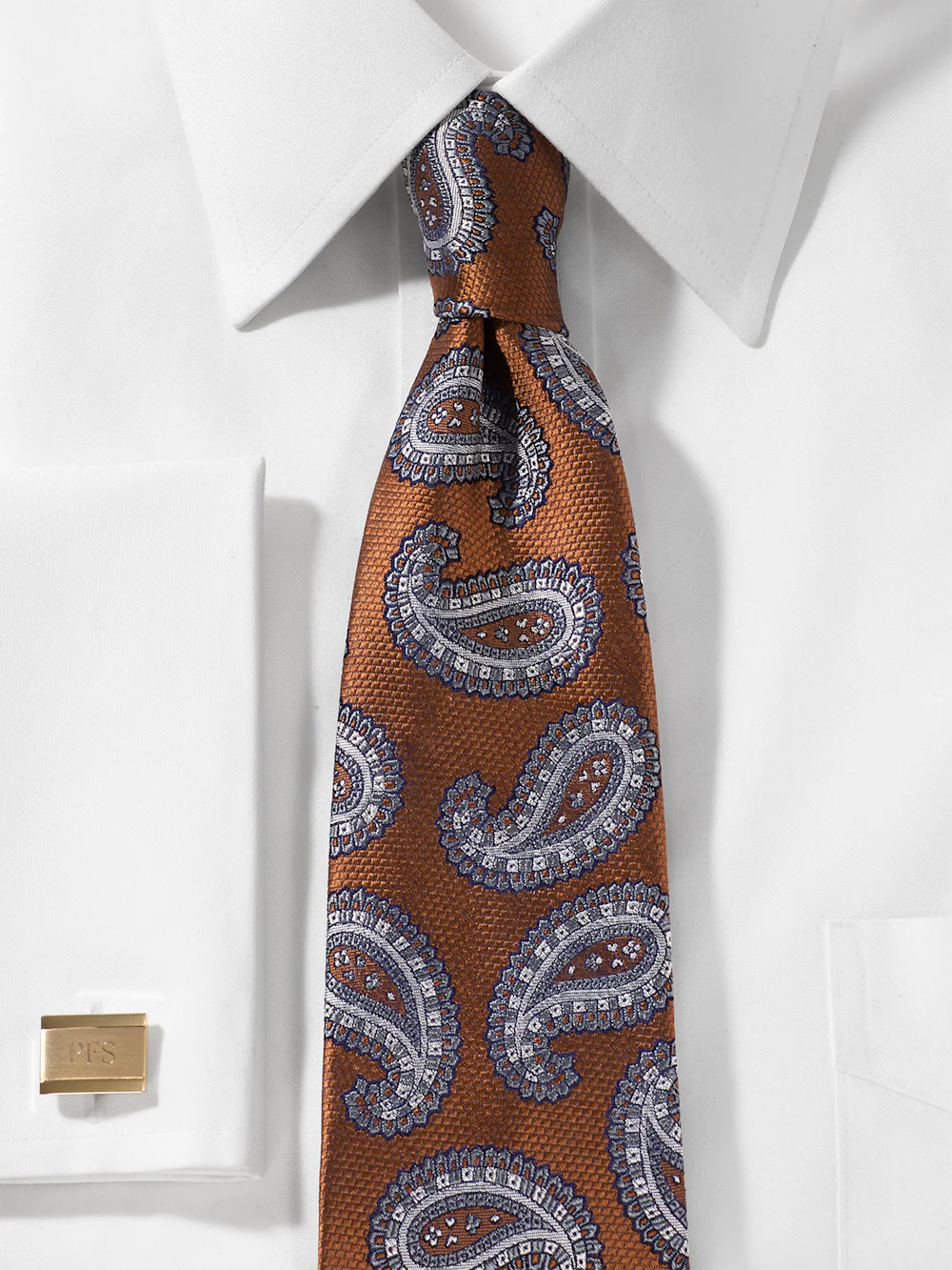 Paisley Woven Silk Tie - Rust - Image 2