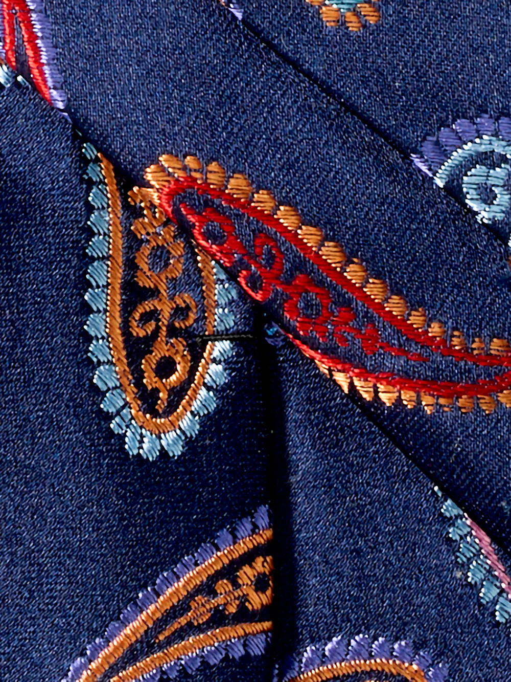 Paisley Woven Silk Tie - Navy Multi - Image 4