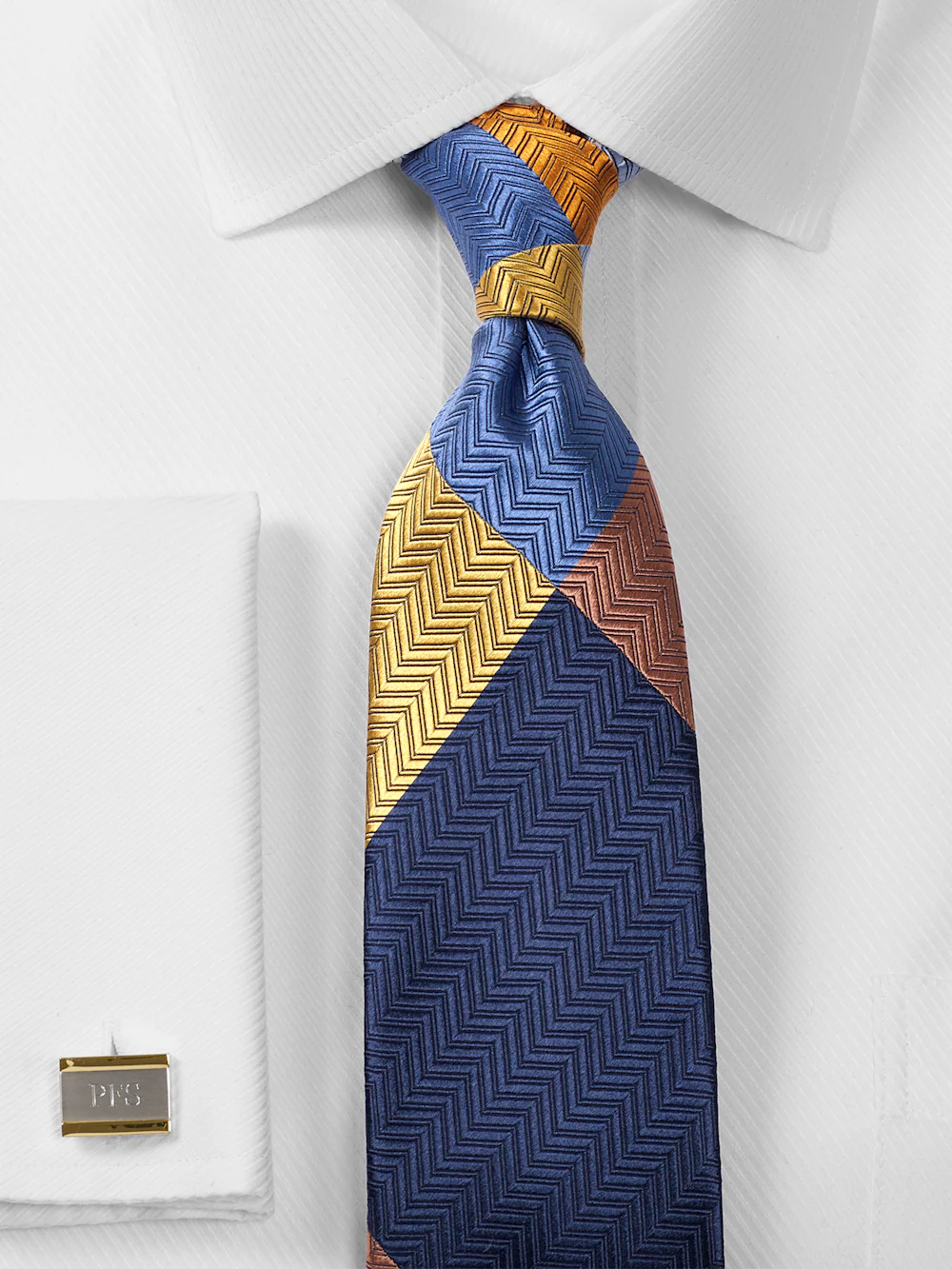 Patchwork Woven Silk Tie - Brown Multi - Image 2