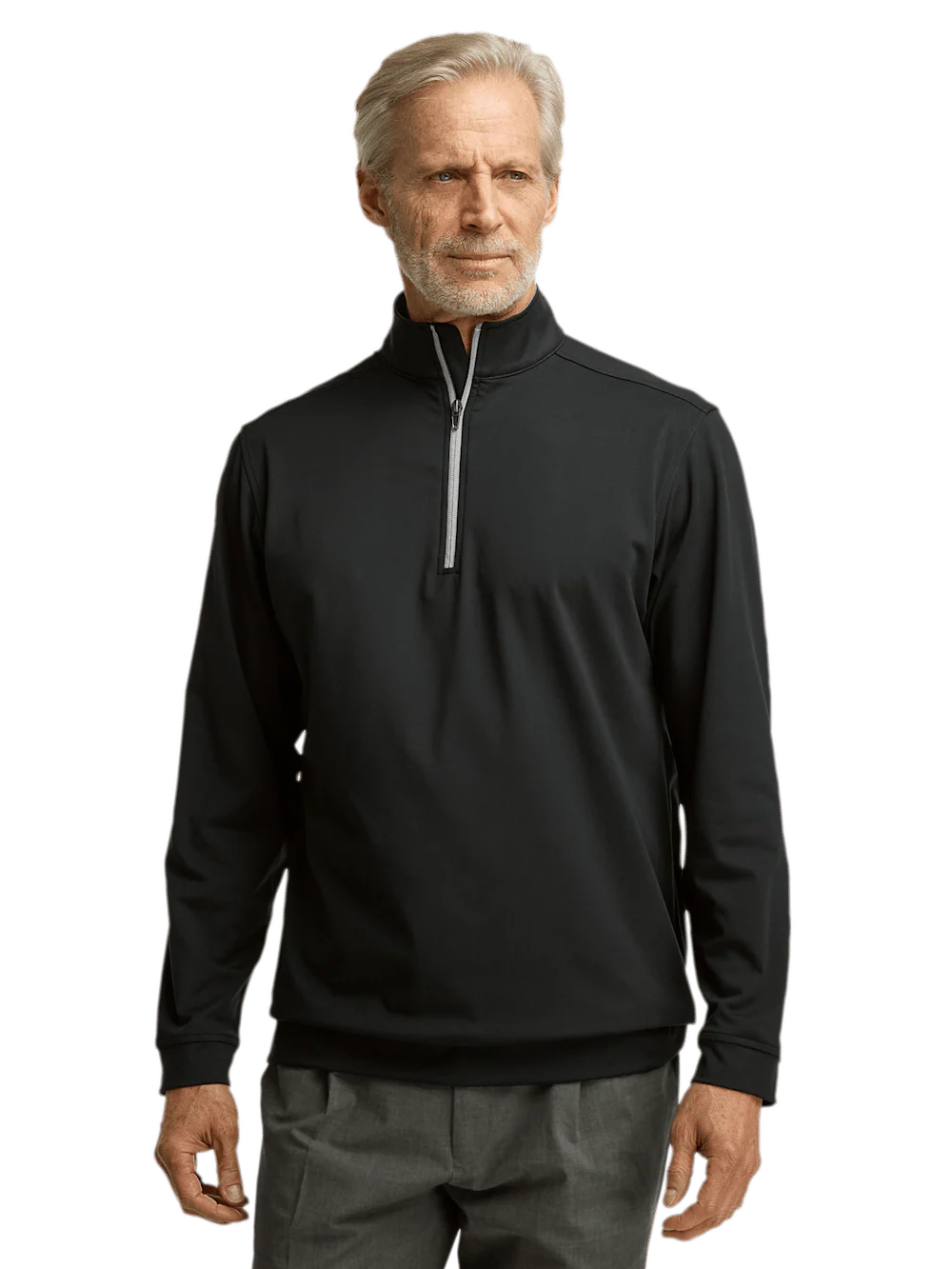 Performance Blend Quarter Zip Mock Neck - Black - Image 2