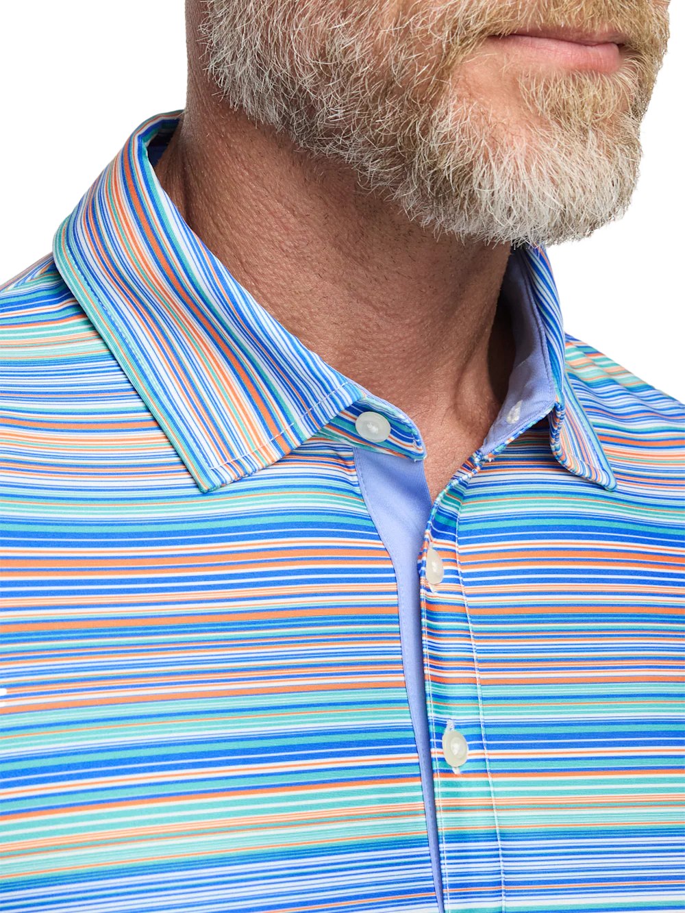 Performance Blend Three Button Patterned Performance Polo - Multi - Image 3