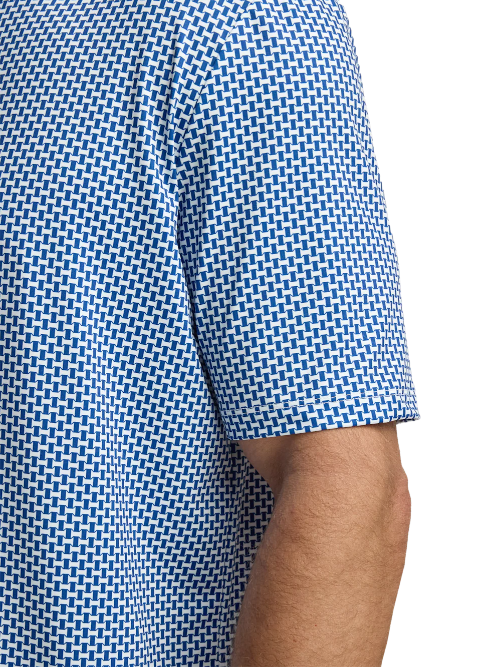 Performance Blend Three Button Patterned Performance Polo - Navy - Image 4