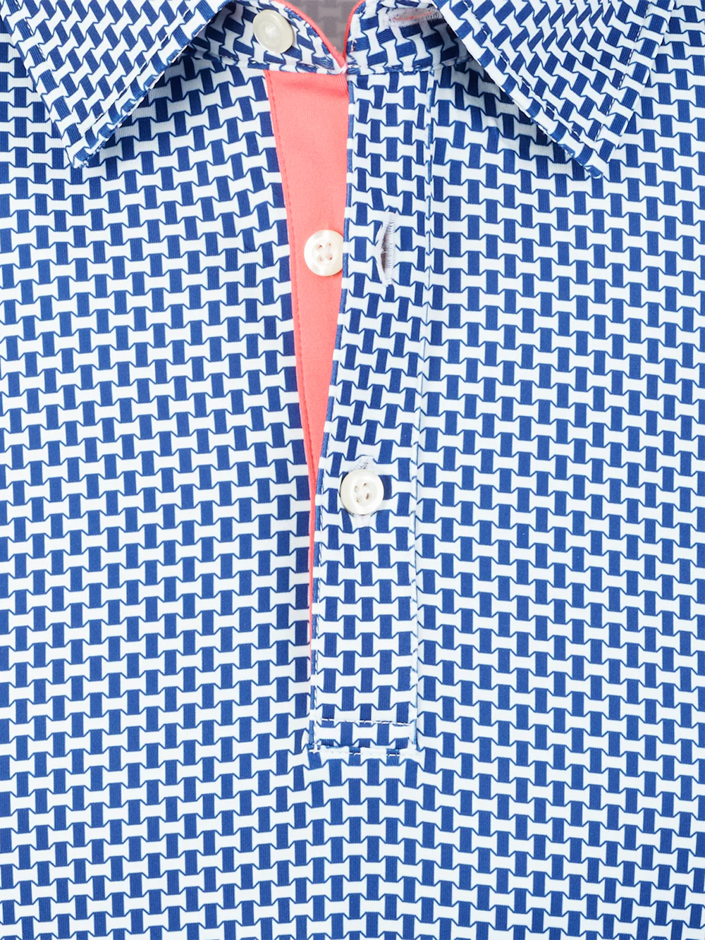 Performance Blend Three Button Patterned Performance Polo - Navy - Image 7
