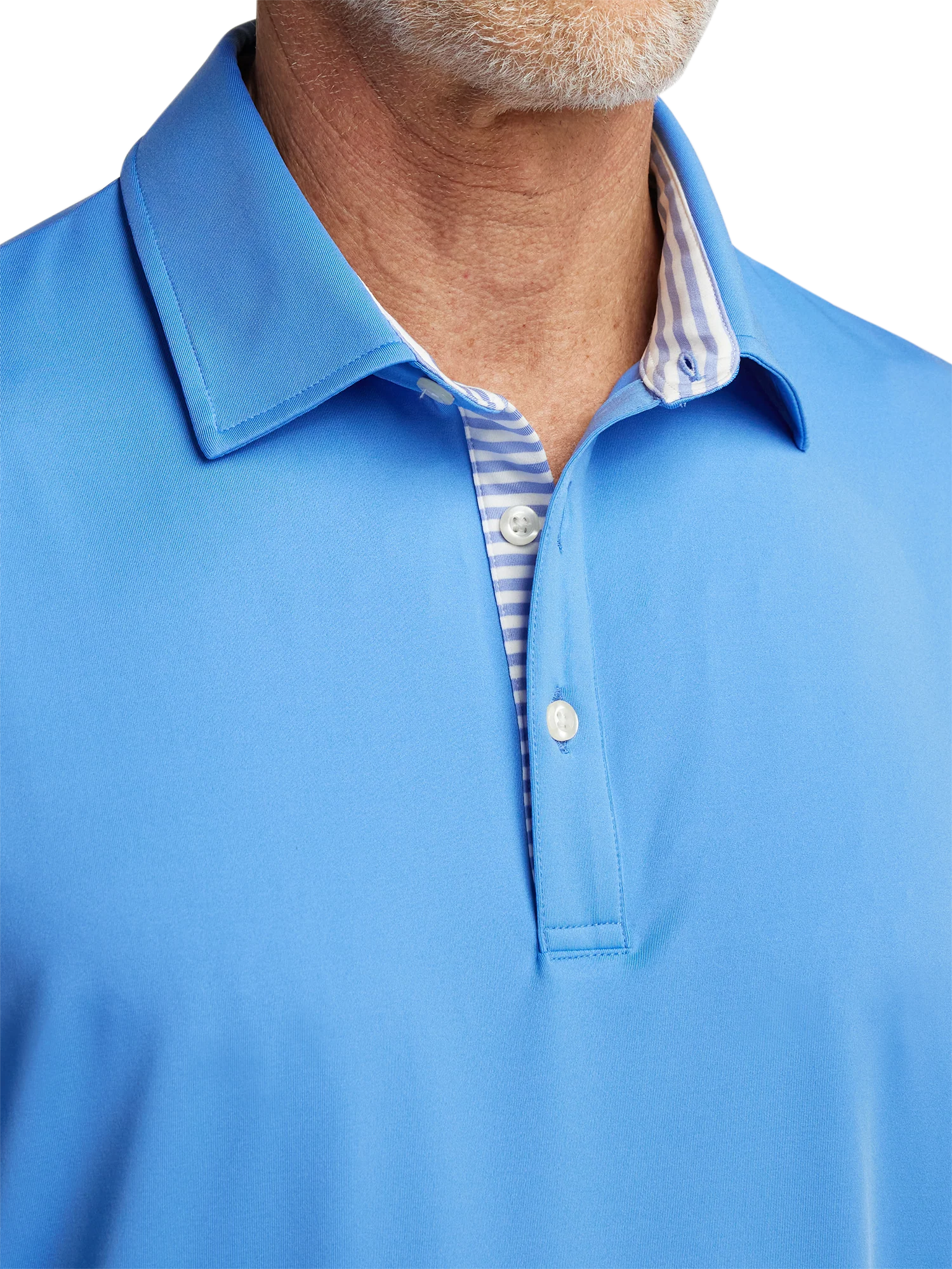Performance Blend Three Button Polo - Blue - Image 3