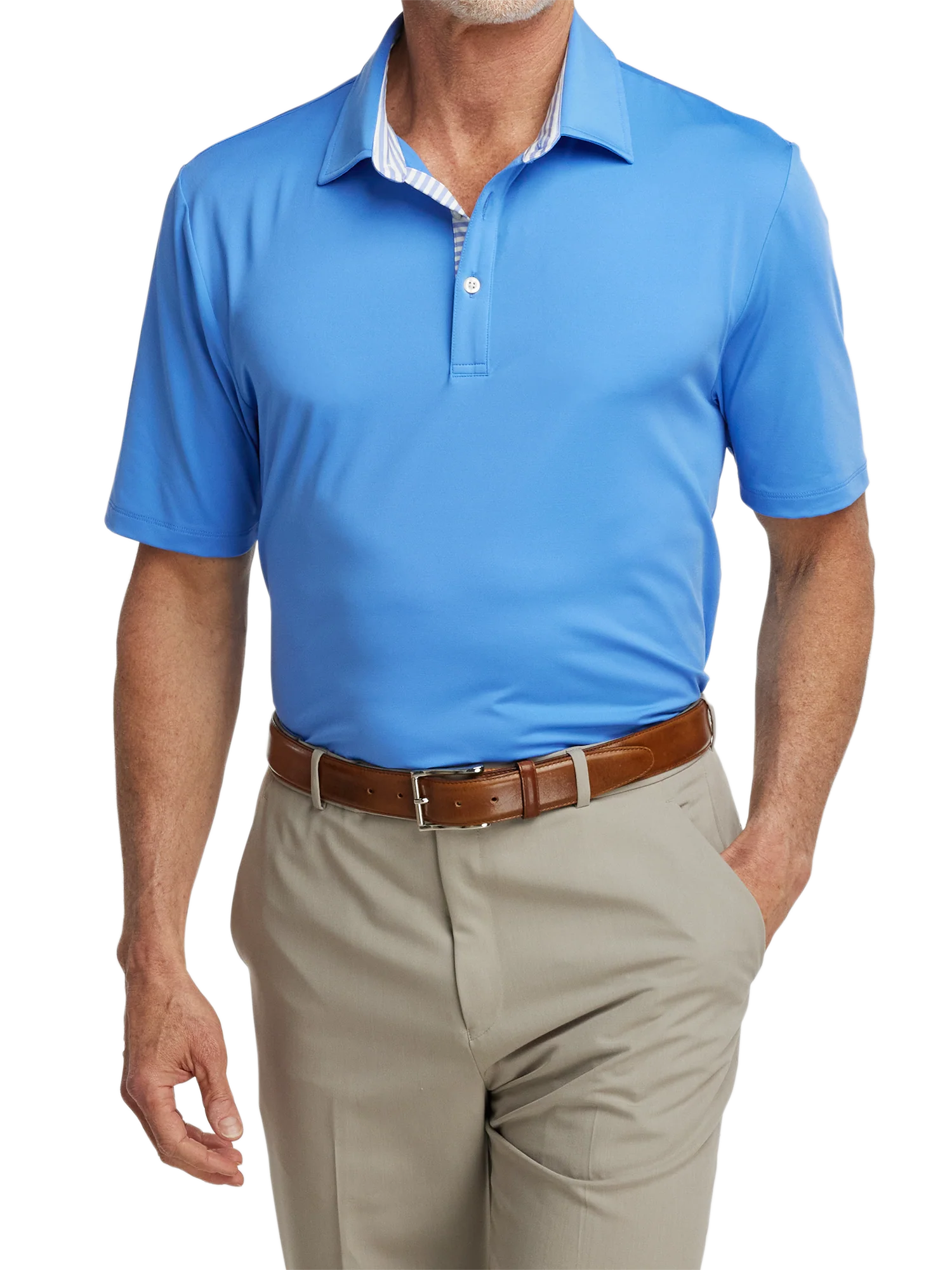 Performance Blend Three Button Polo - Blue - Image 5