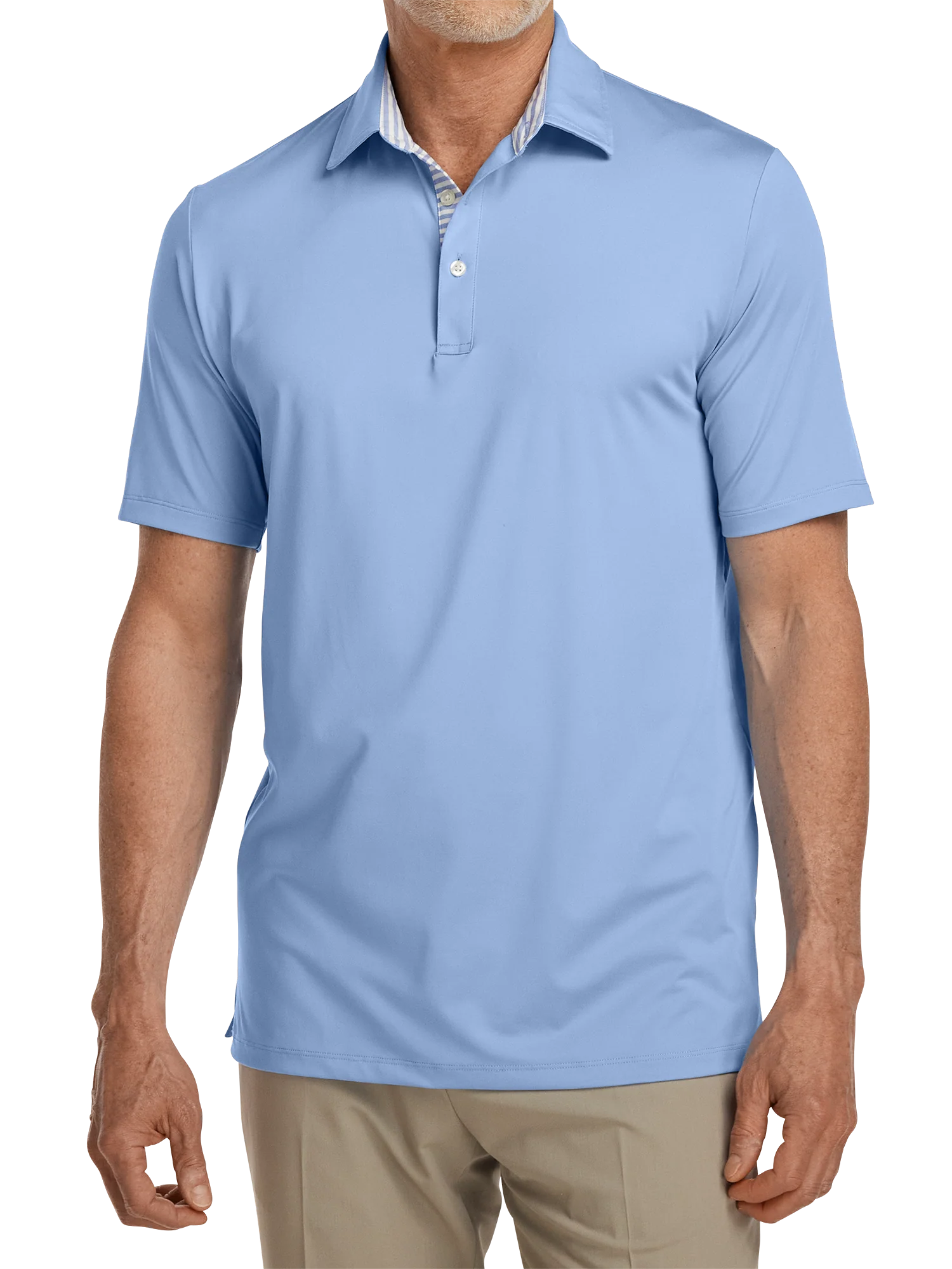 Performance Blend Three Button Polo - Light Blue - Image 2