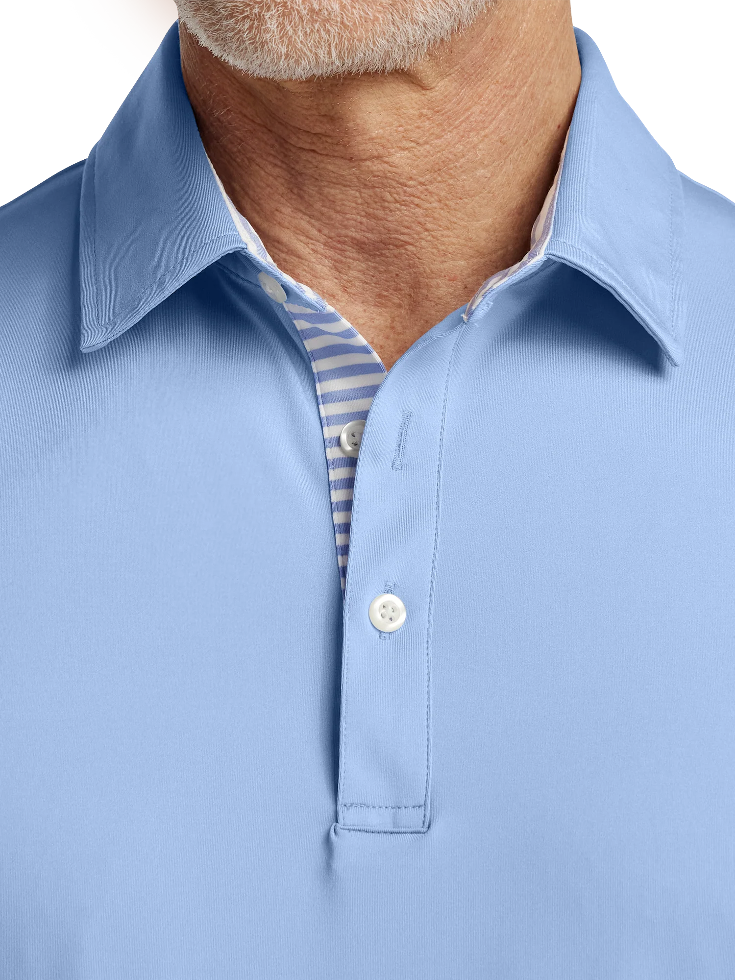 Performance Blend Three Button Polo - Light Blue - Image 3