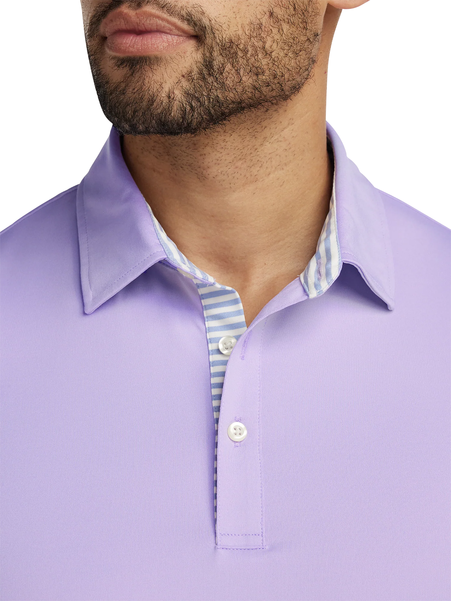 Performance Blend Three Button Polo - Light Purple - Image 3