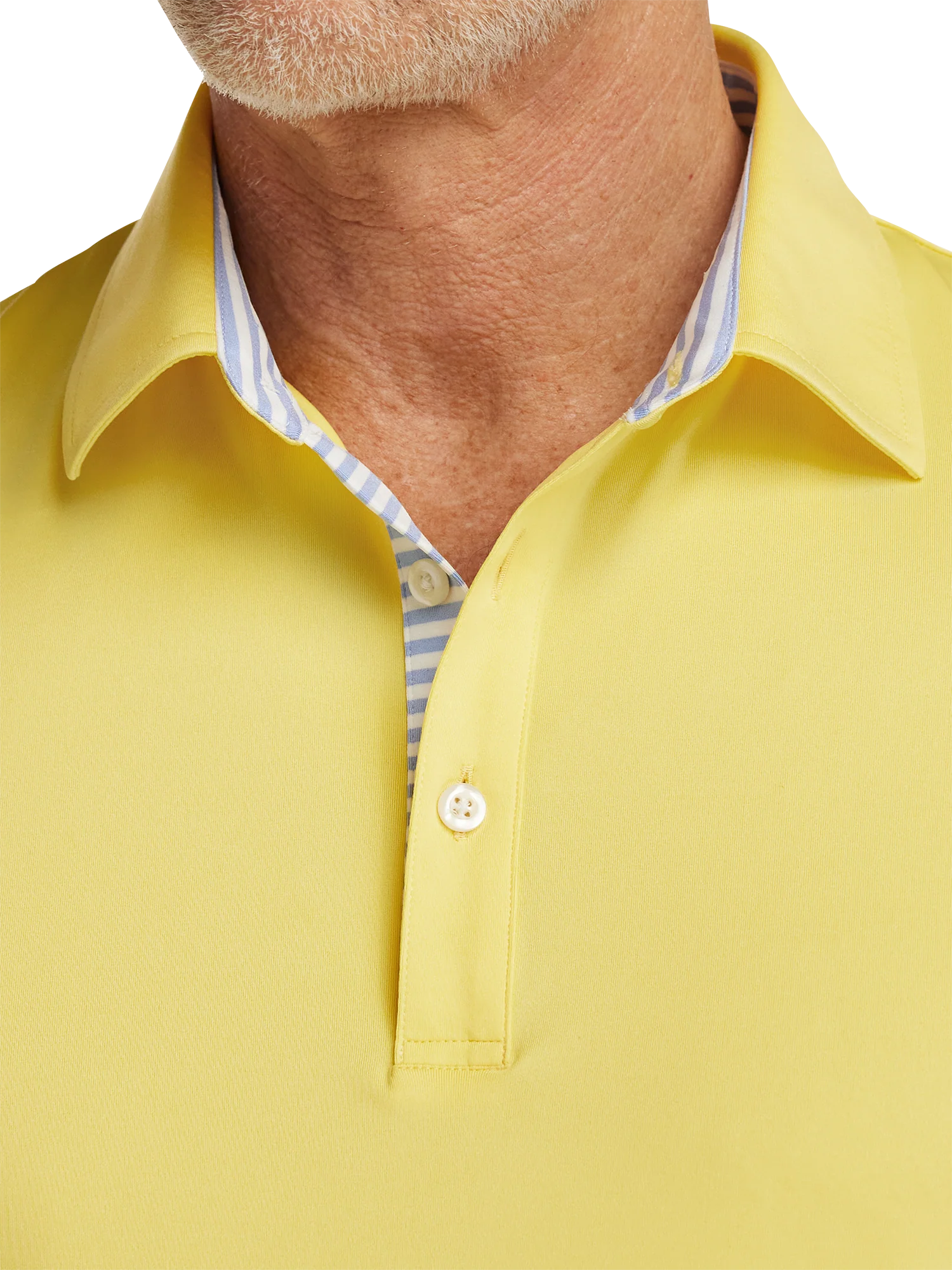 Performance Blend Three Button Polo - Light Yellow - Image 3