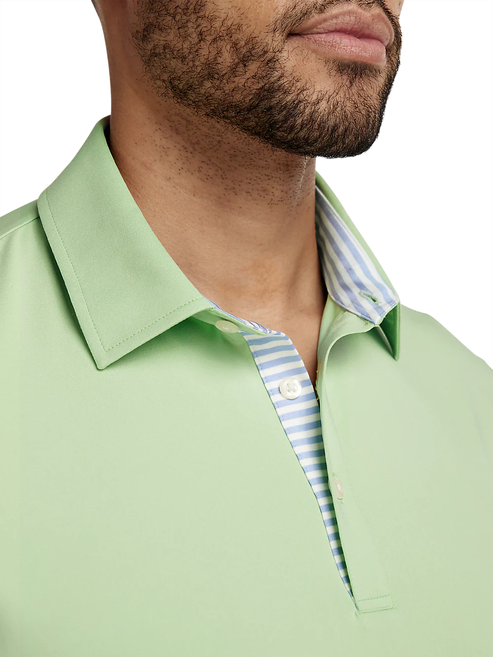 Performance Blend Three Button Polo - Light Green - Image 3
