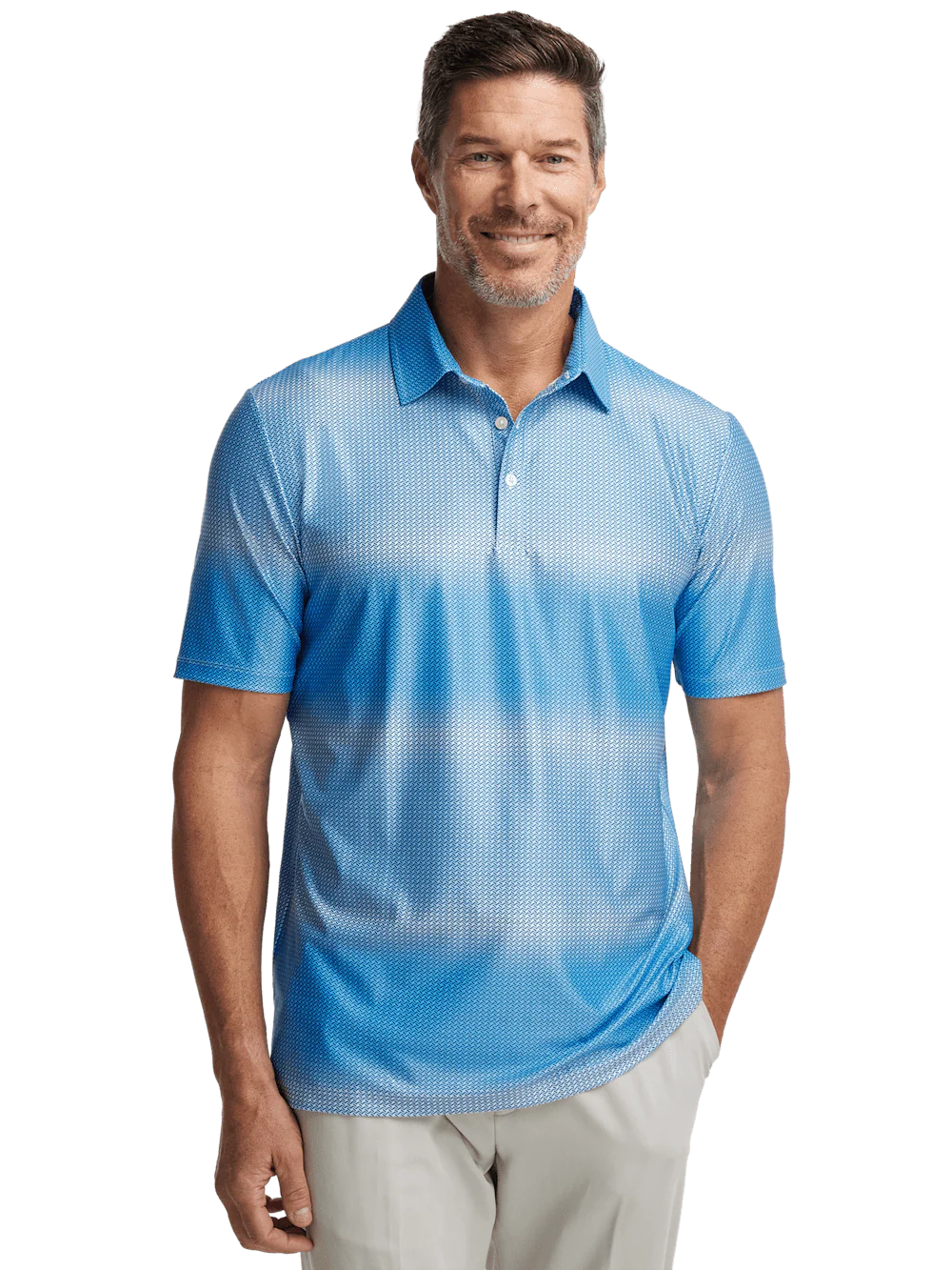 Performance Blend Three Button Polo - Blue - Image 2
