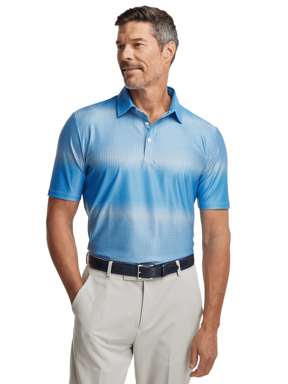 Performance Blend Three Button Polo - Blue - Image 5