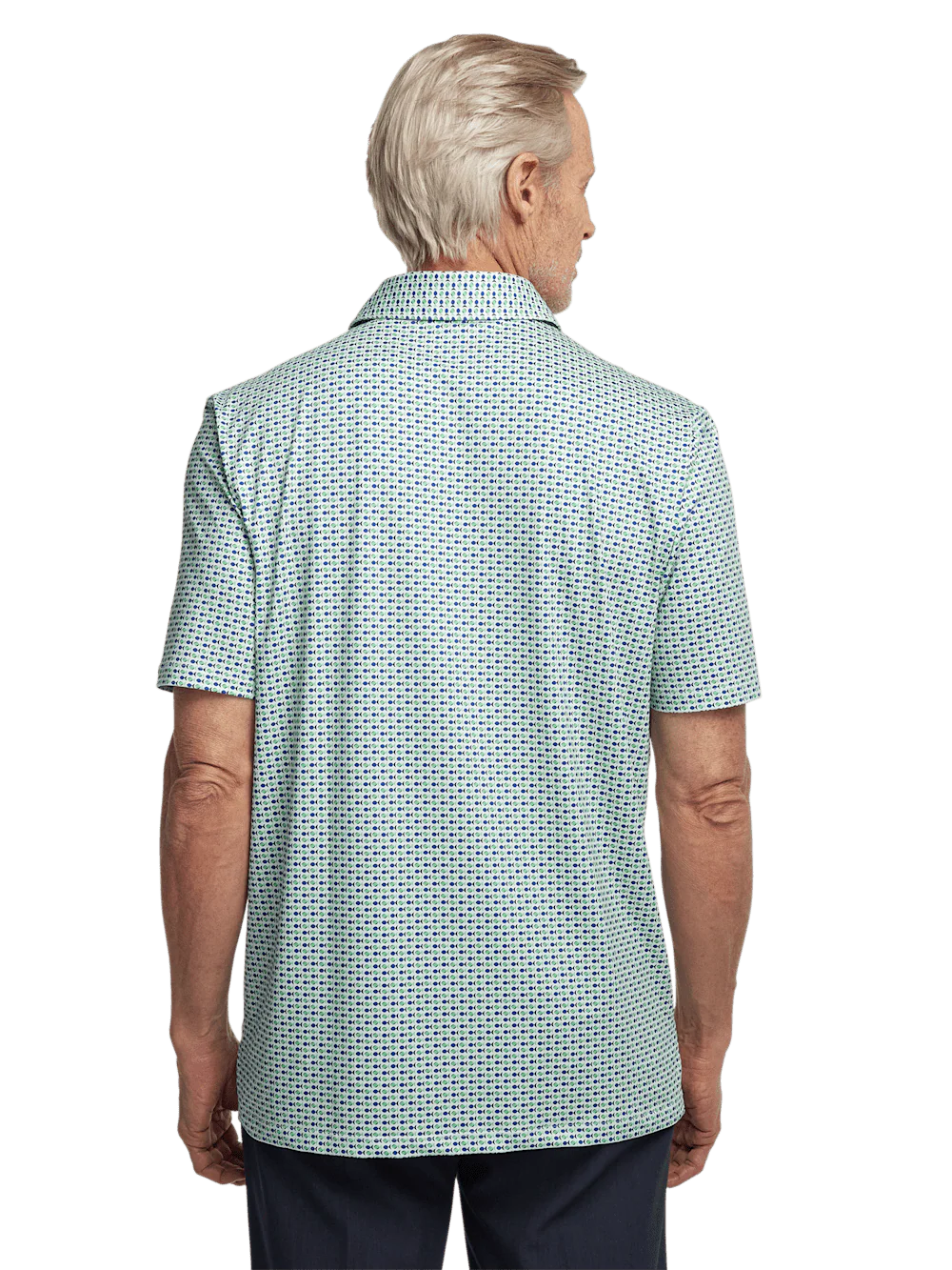Performance Blend Three Button Polo - Navy/green - Image 6