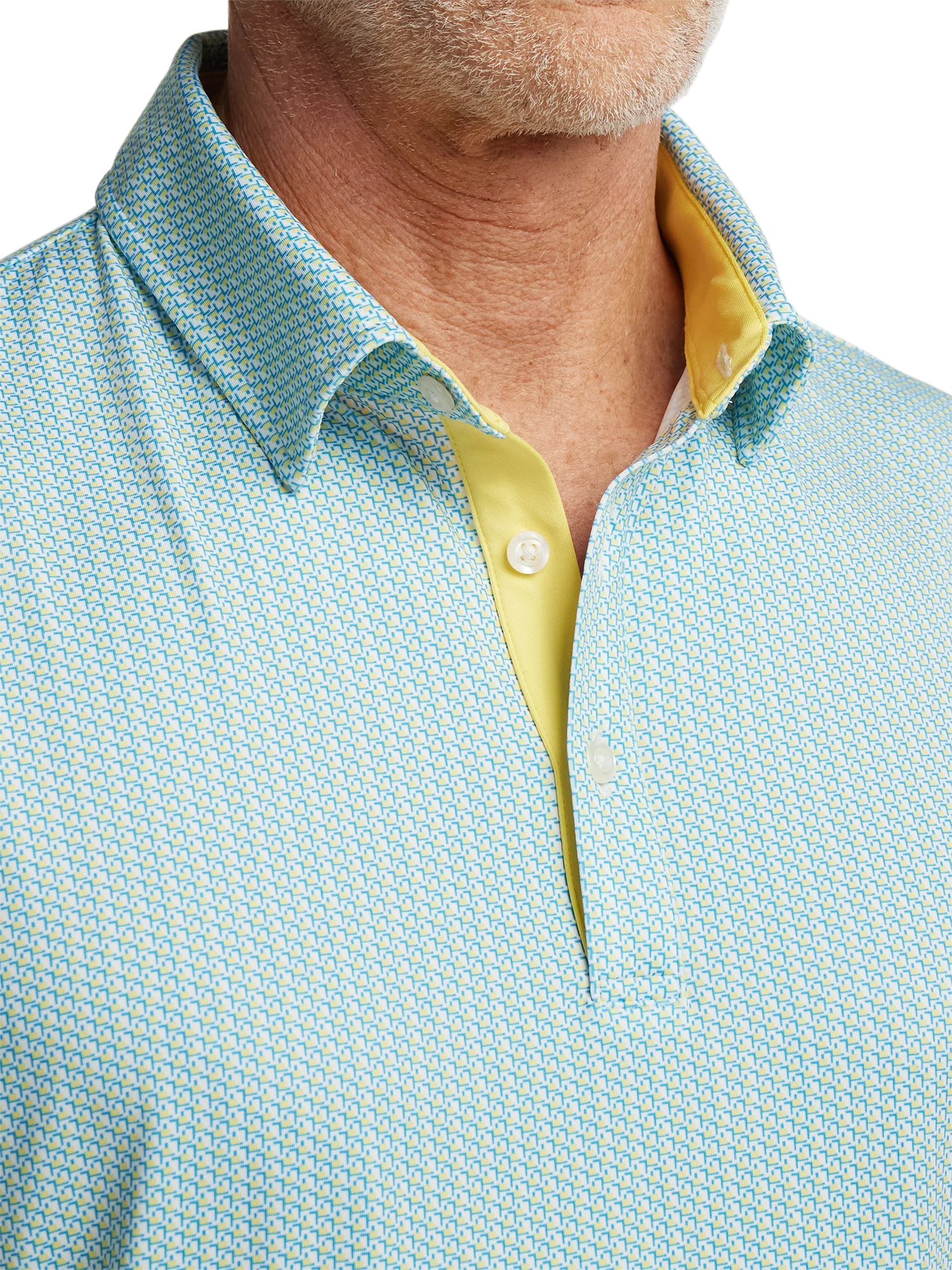 Performance Blend Three Button Polo - Yellow Multi - Image 3