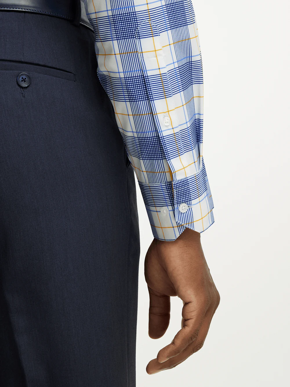 Performance Stretch Check Casual Shirt - Blue/yellow - Image 4