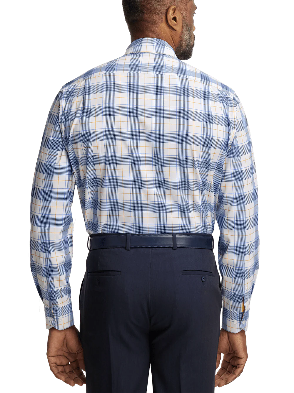 Performance Stretch Check Casual Shirt - Blue/yellow - Image 5