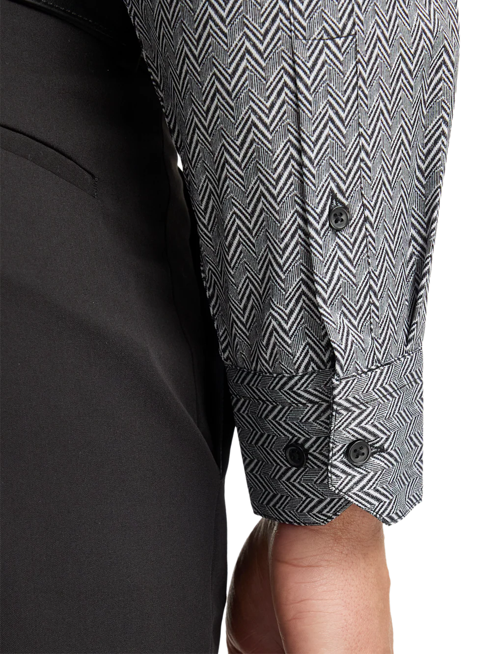 Performance Stretch Chevron Casual Shirt - Black/white - Image 4