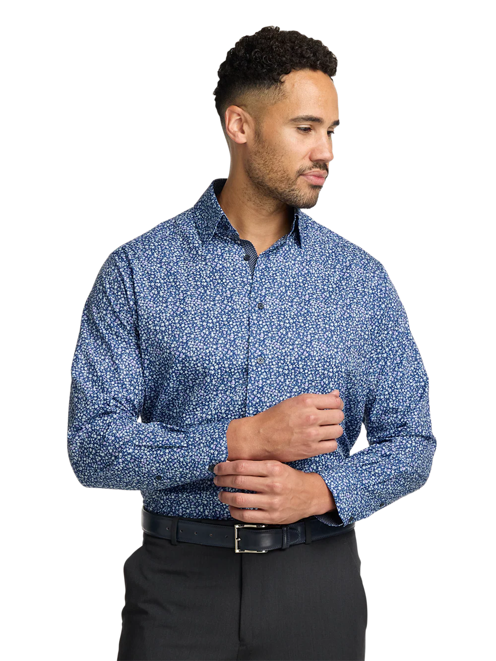 Performance Stretch Floral Casual Shirt - Navy/purple - Image 2