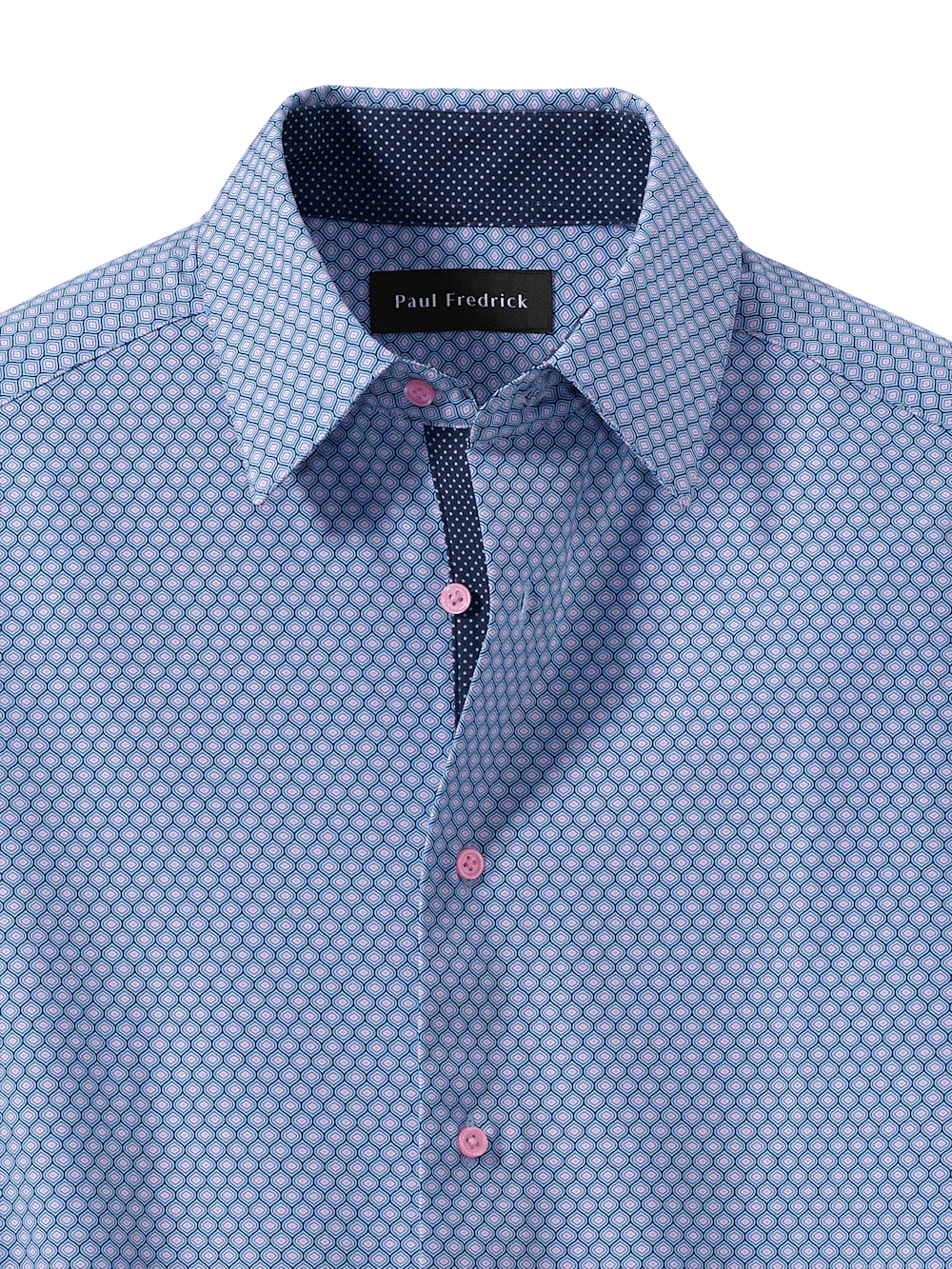 Performance Stretch Geometric Casual Shirt - Blue/pink - Image 6
