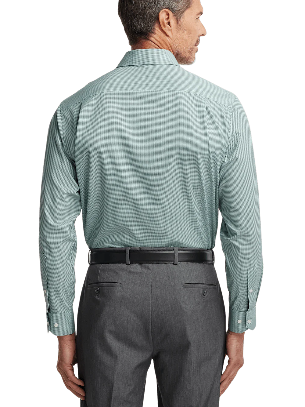 Performance Stretch Houndstooth Casual Shirt - Green - Image 5