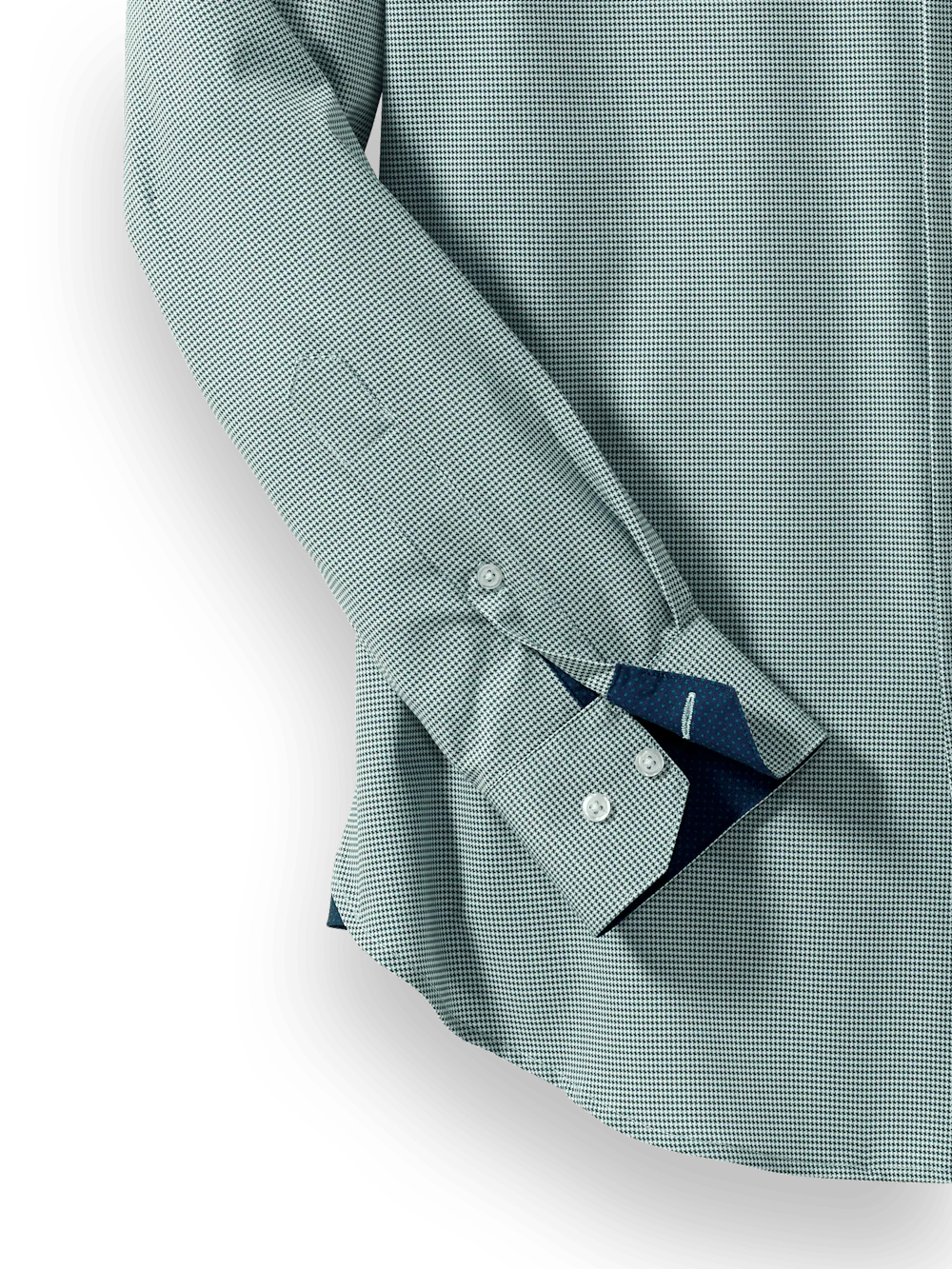 Performance Stretch Houndstooth Casual Shirt - Green - Image 7